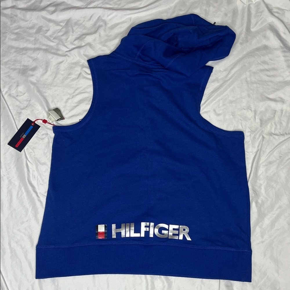 Tommy Hilfiger Blue Sleeveless Lace-Up Hoodie